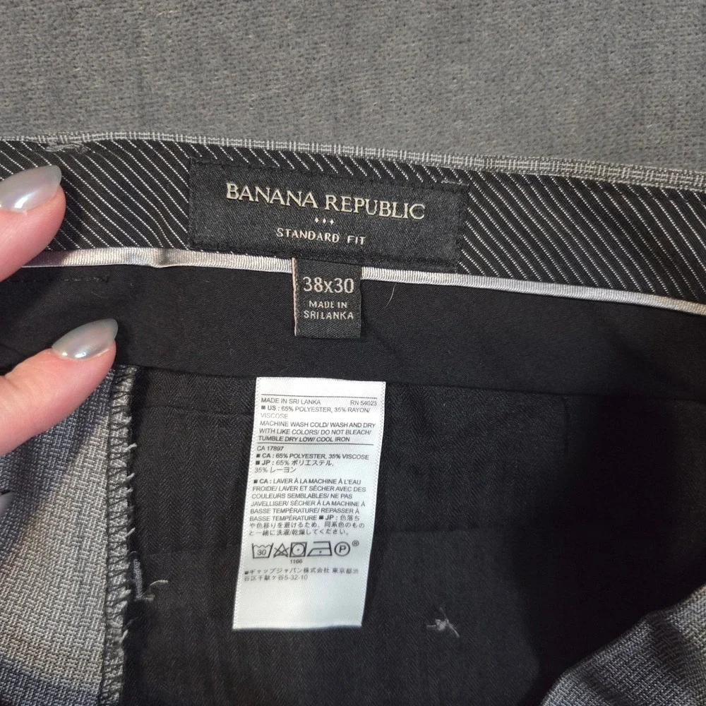 Banana Republic Dress Pants Mens 38x30 Gray Standard Fit Micro Pattern
